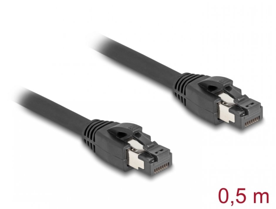 Cablu RJ45 Cat.8.1 Delock, 40 Gbps, 0.5m Negru