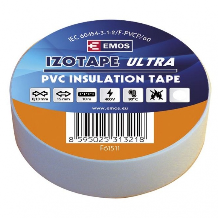 Banda Izolatoare PVC Albă 15mm/10m OEM