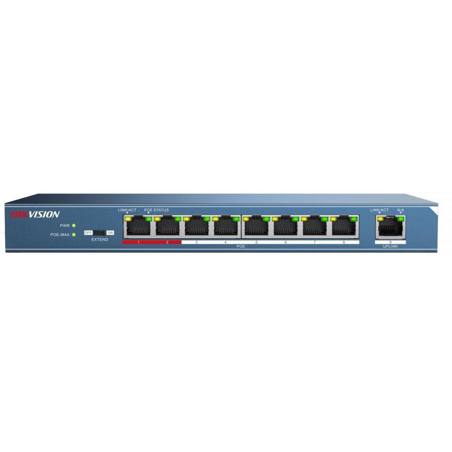 Switch PoE Hikvision 8 Porturi, 200m