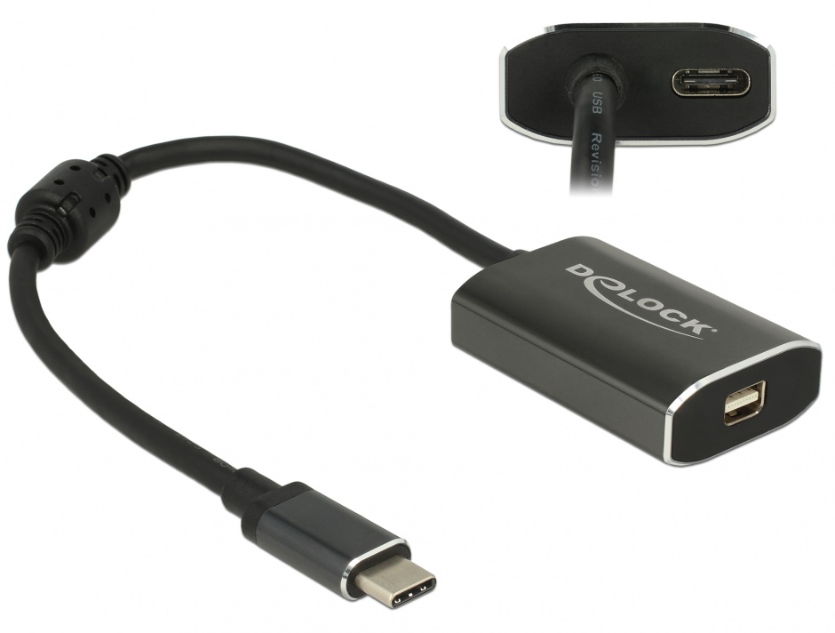 Adaptor USB-C la miniDP 4K Delock 62990 cu PD