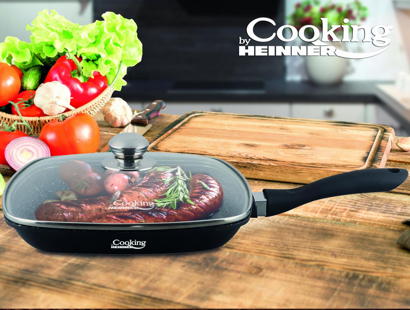 Tigaie Grill Heinner Dark Line 28cm cu Capac - Aluminiu - imagine 6