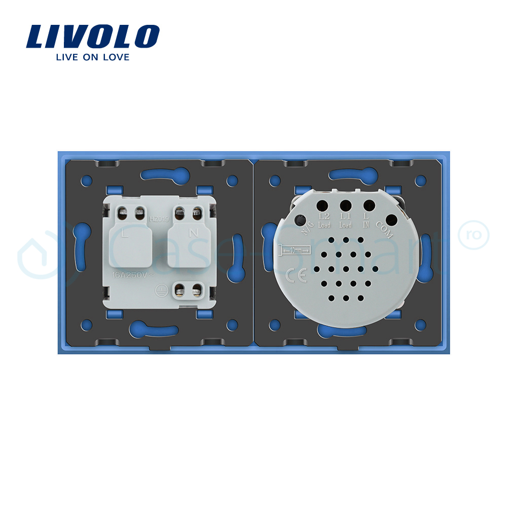 Intrerupator Dublu + Priza Livolo, Sticla Touch - imagine 16