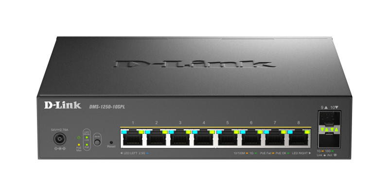 Switch D-Link DMS-1250-10SPL 8xGigabit 2xSFP+ PoE Rackabil