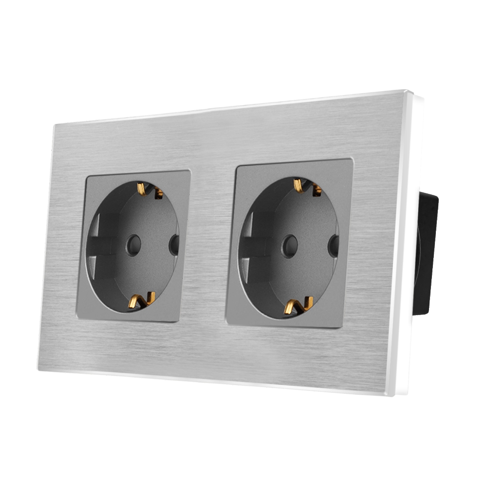 Priza Dubla LUXION, Rama Aluminiu, IP45, Protectie Copii - imagine 13