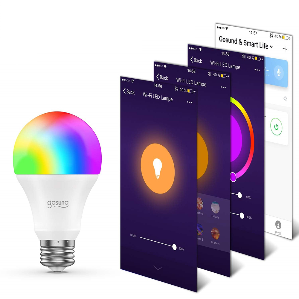 Bec LED Gosund RGB E27, 800 Lumeni, Control App - imagine 2