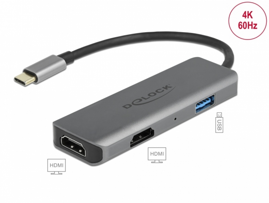 Docking Station Delock USB-C la 2x HDMI 4K