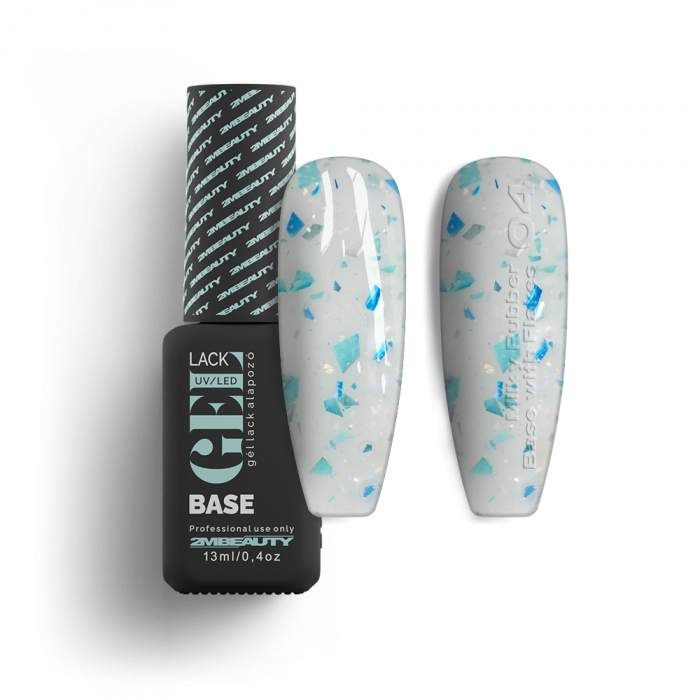 Nailshop Bază Rubber Milky cu Flakes Hema Free Nr. 04, 13 ml