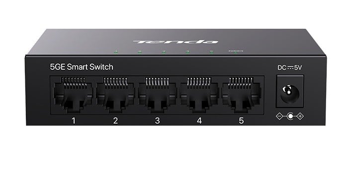 Switch retea administrabil Tenda TND-TEG2205D, 5 porturi RJ45, 10 Gbps, VLAN, QoS, management local si CloudFi, carcasa metalica