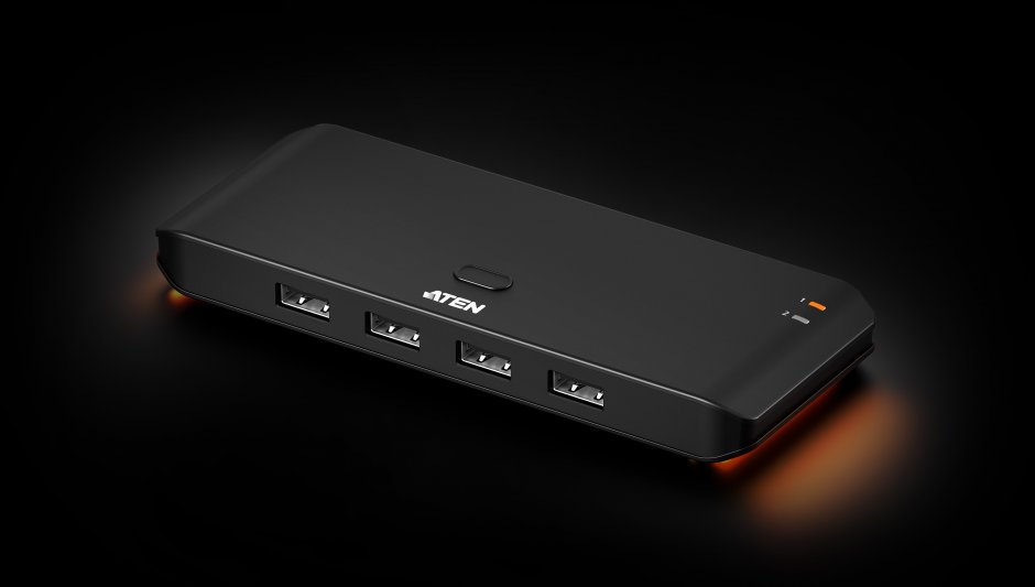 Sharing switch 2 x 4 USB 2.0 cu alimentare USB-C, ATEN US4224