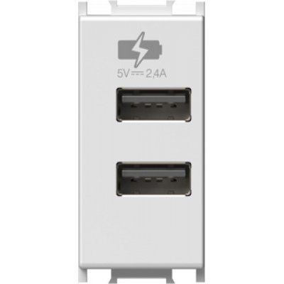 Modul Incarcator USB Dual 2.1A TEM Alb Mat
