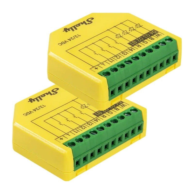 Releu banda LED smart SHELLY Plus RGBW PlusRGBWPMx2, Wi-Fi, Bluetooth, 12V/24V, monitorizare consum