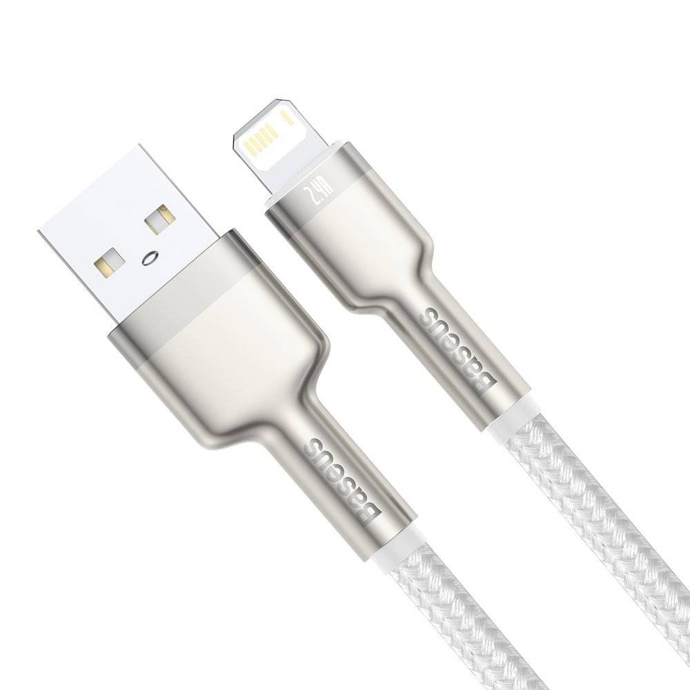 Cablu Baseus Lightning 1m, 2.4A Fast Charging, Alb - imagine 2