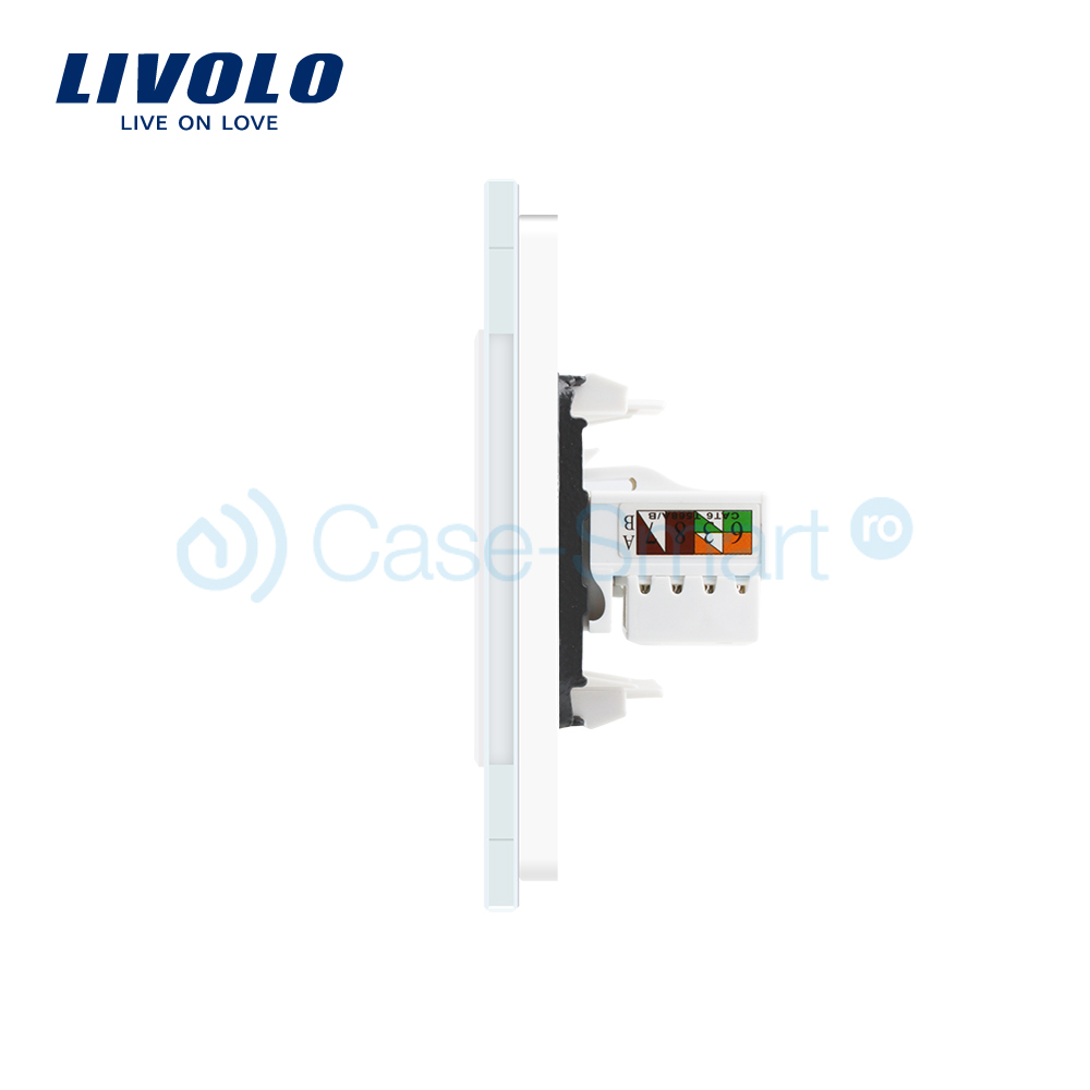 Priza TV + Internet Livolo, Rama Sticlă, 80mm - imagine 3