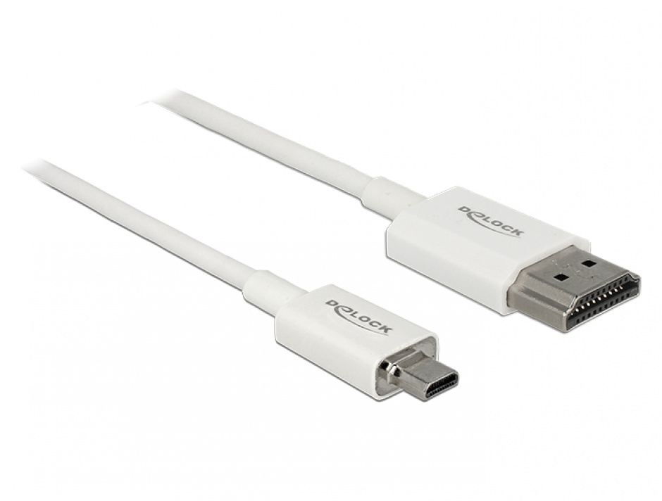 Cablu HDMI la micro HDMI Delock 4K, 1.5m, Alb