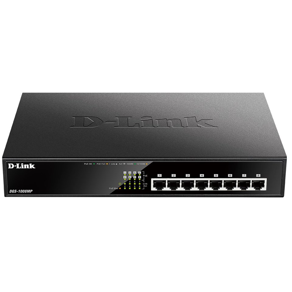 Switch PoE 8 Porturi D-Link DGS-1008MP, 140W