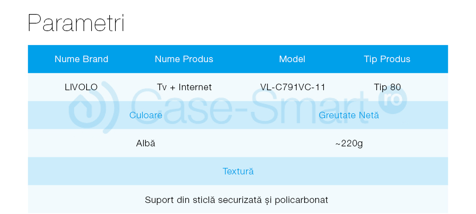 Priza TV + Internet Livolo, Rama Sticlă, 80mm - imagine 18