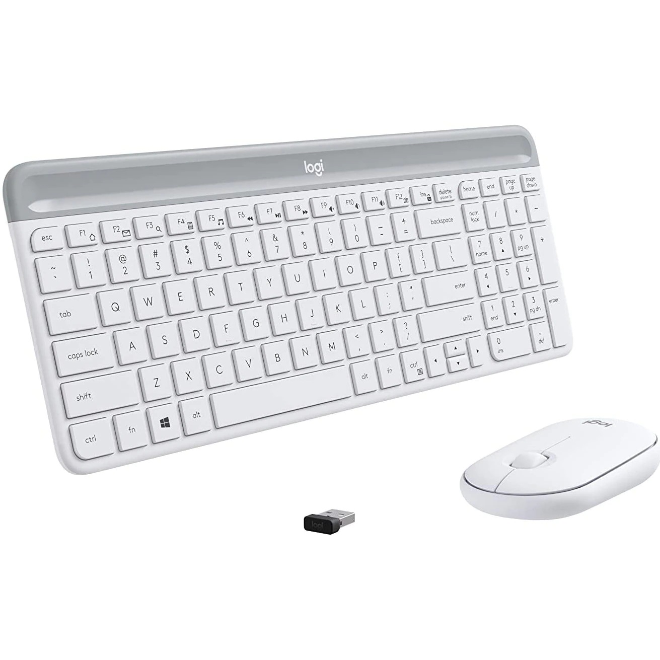 Set Logitech Slim Wireless Tastatură și Mouse Alb - imagine 2