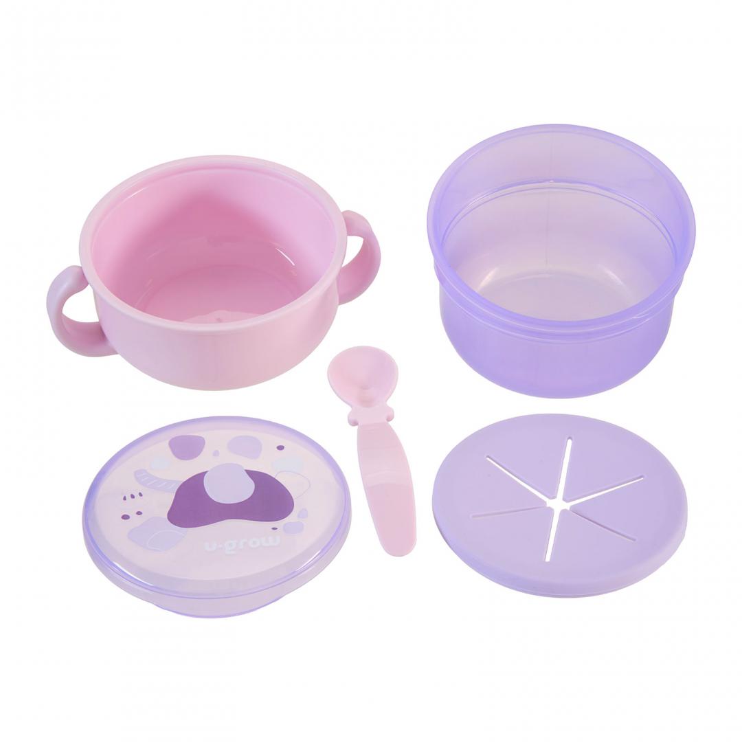 Bol Snackuri 2 in 1 cu Linguriță, Mov - U-Grow - imagine 3