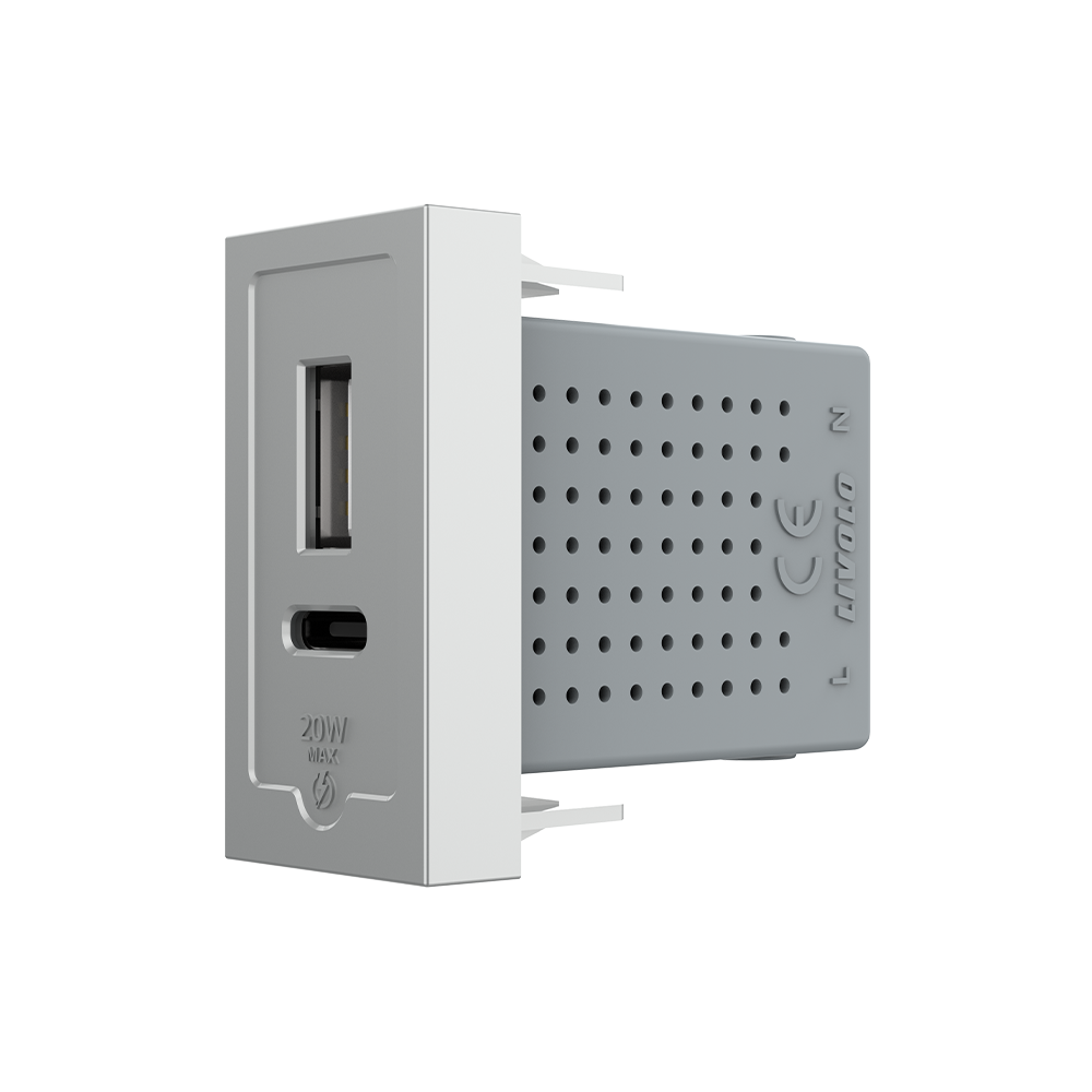 Priza USB-A + USB-C 20W LIVOLO, încărcare rapidă PD și QC - imagine 13