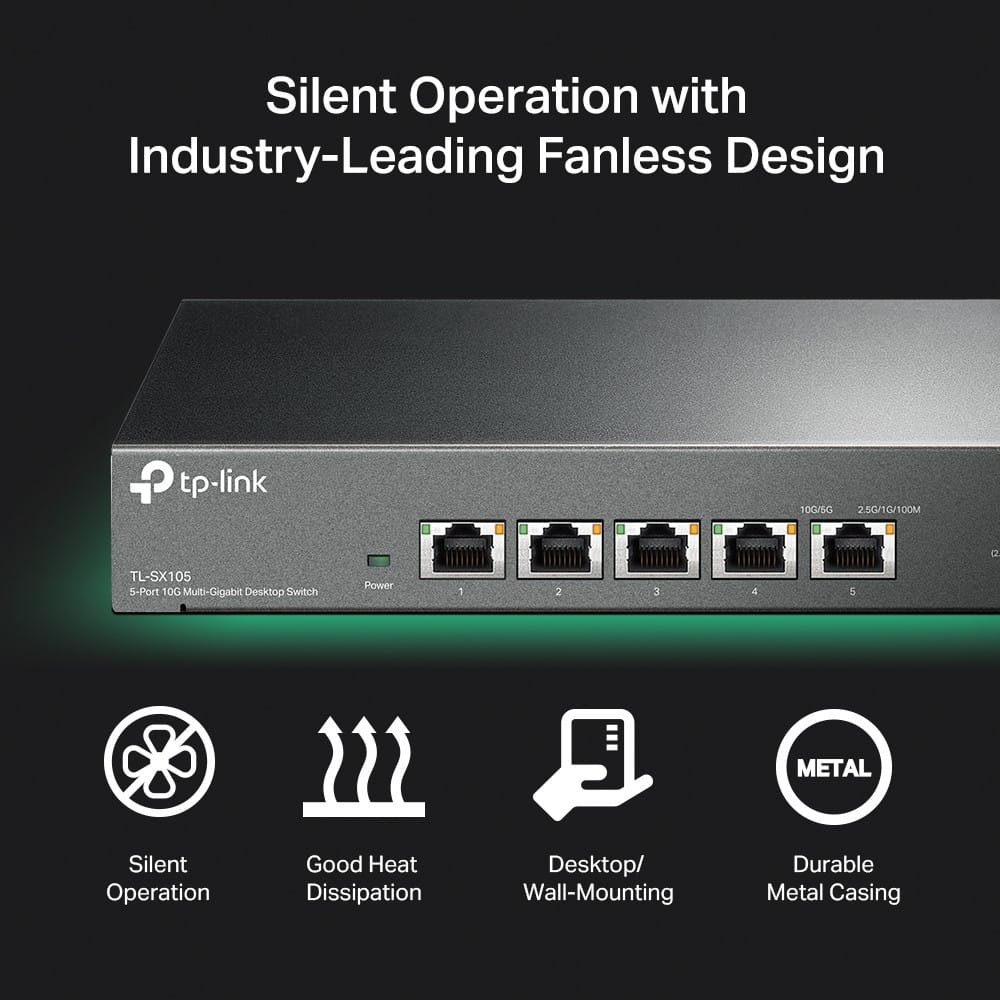 Switch TP-LINK TL-SX105 5 Porturi 10G Multi-Gigabit Metal - imagine 7