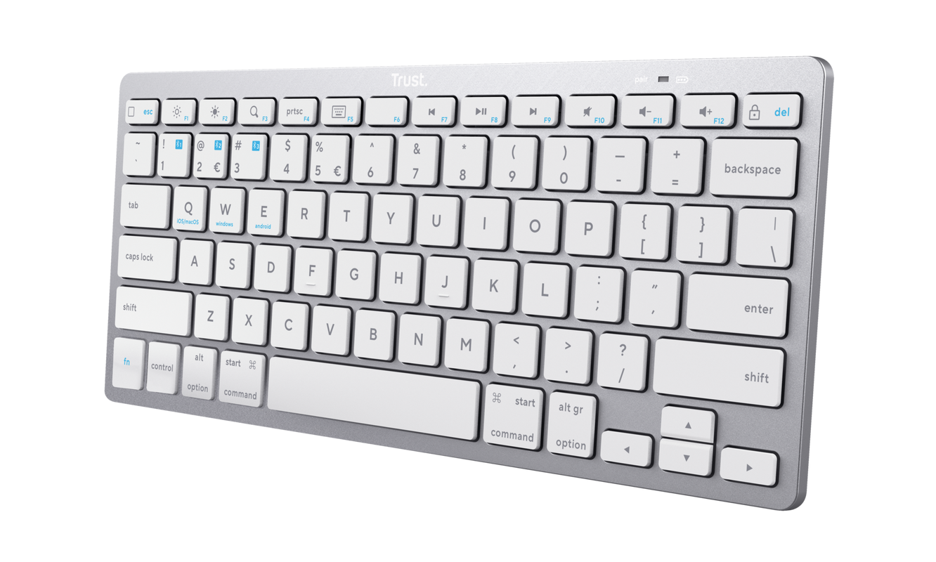Tastatura Wireless Trust 85 Taste Alb - Compacta si Ergonomica