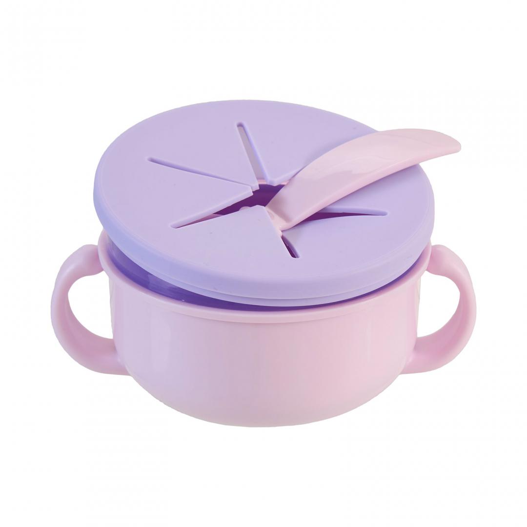 Bol Snackuri 2 in 1 cu Linguriță, Mov - U-Grow - imagine 4