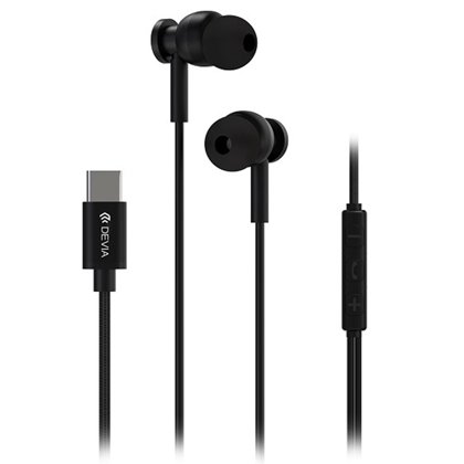 Casca Stereo Devia USB-C Negru | Sunet Clar