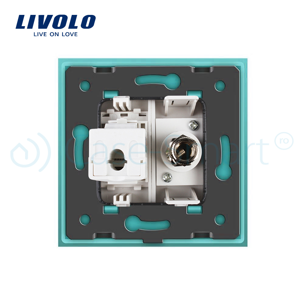 Priza TV + Internet Livolo, Rama Sticlă, 80mm - imagine 12