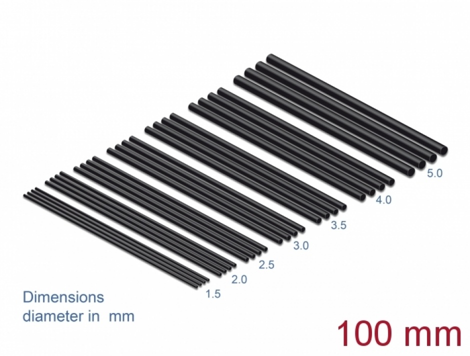 Set Tuburi Termocontractabile Delock, 28 Buc, Negru