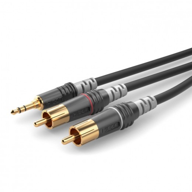 Cablu Audio 3.5mm la 2x RCA 3m Hicon