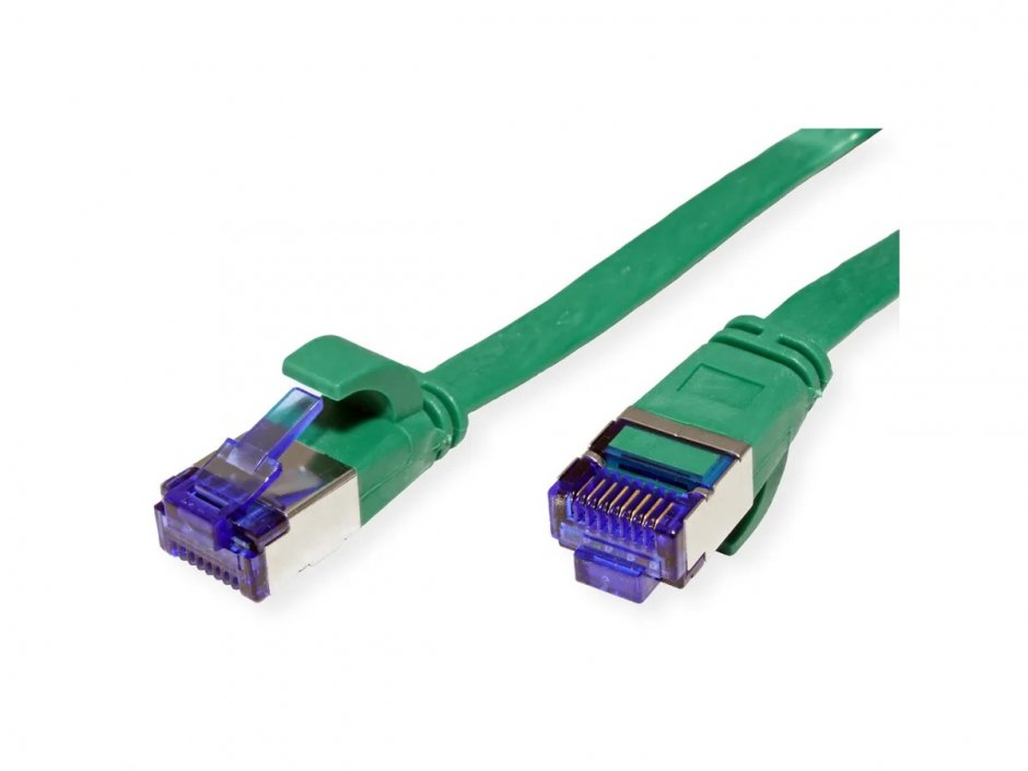 Cablu RJ45 Flat FTP Cat.6A 1.5m Verde