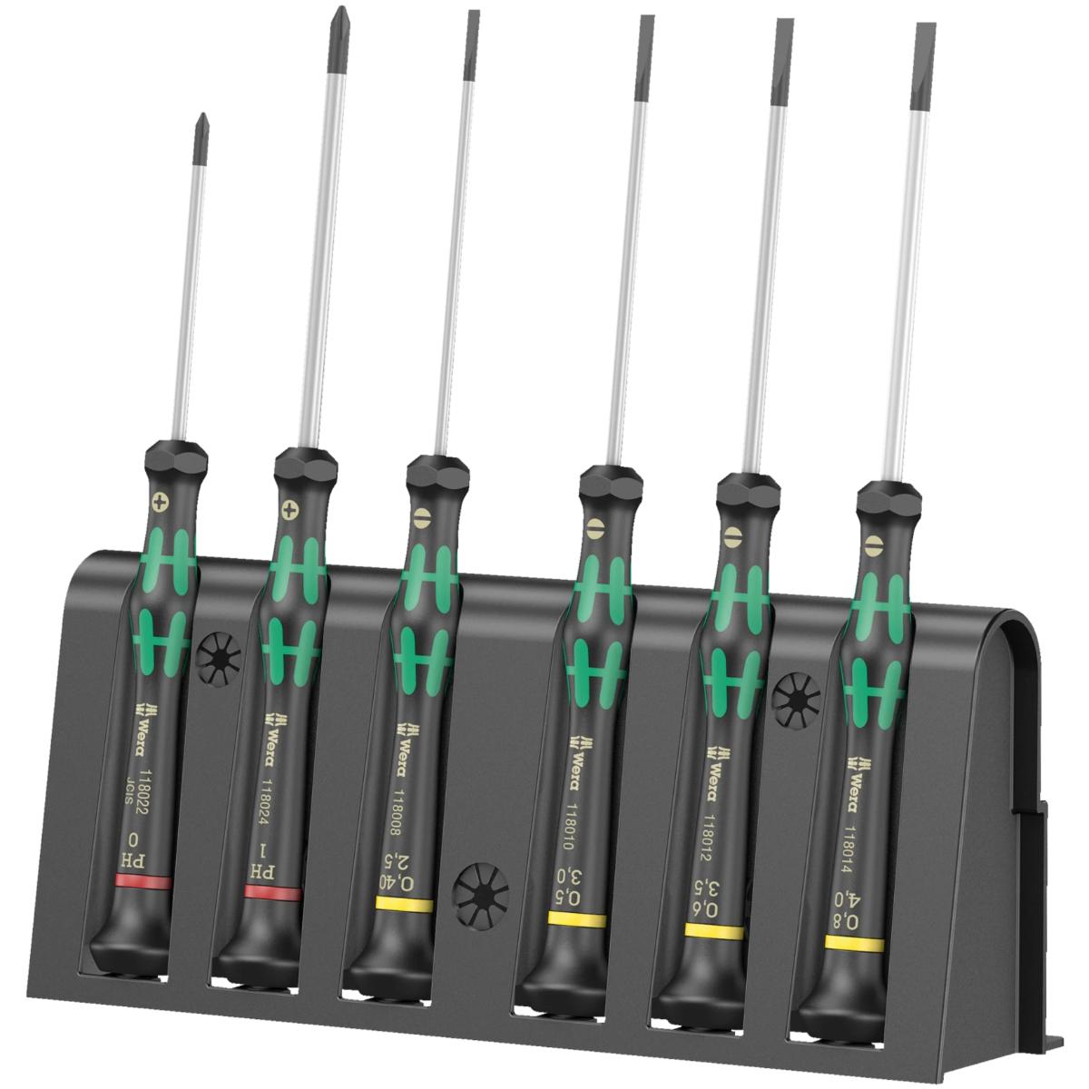Set 6 Șurubelnițe Precizie Wera Kraftform Micro cu Suport