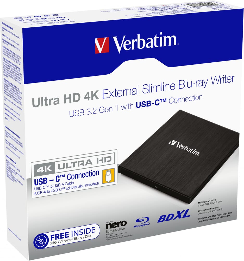 Writer Blu-ray Verbatim UHD 43888 USB-C - Unitate Optică Externă - imagine 8