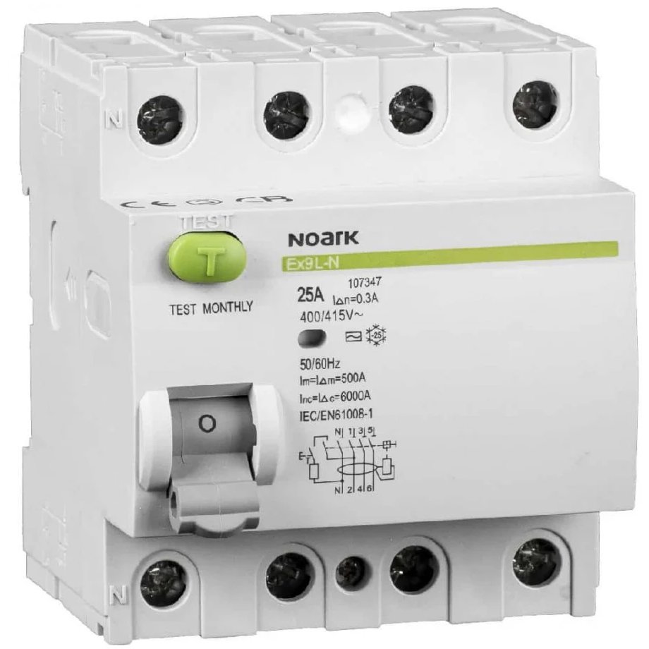 Întrerupător automat cu diferențial Noark Ex9NL-N 25A 3P+N