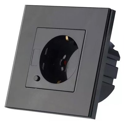 Priză Smart V-TAC 16A, Sticlă Neagră, Wi-Fi