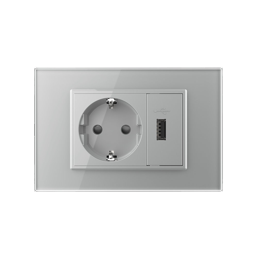 Priza Simplă cu USB Livolo, Italiană, Sticlă - imagine 14