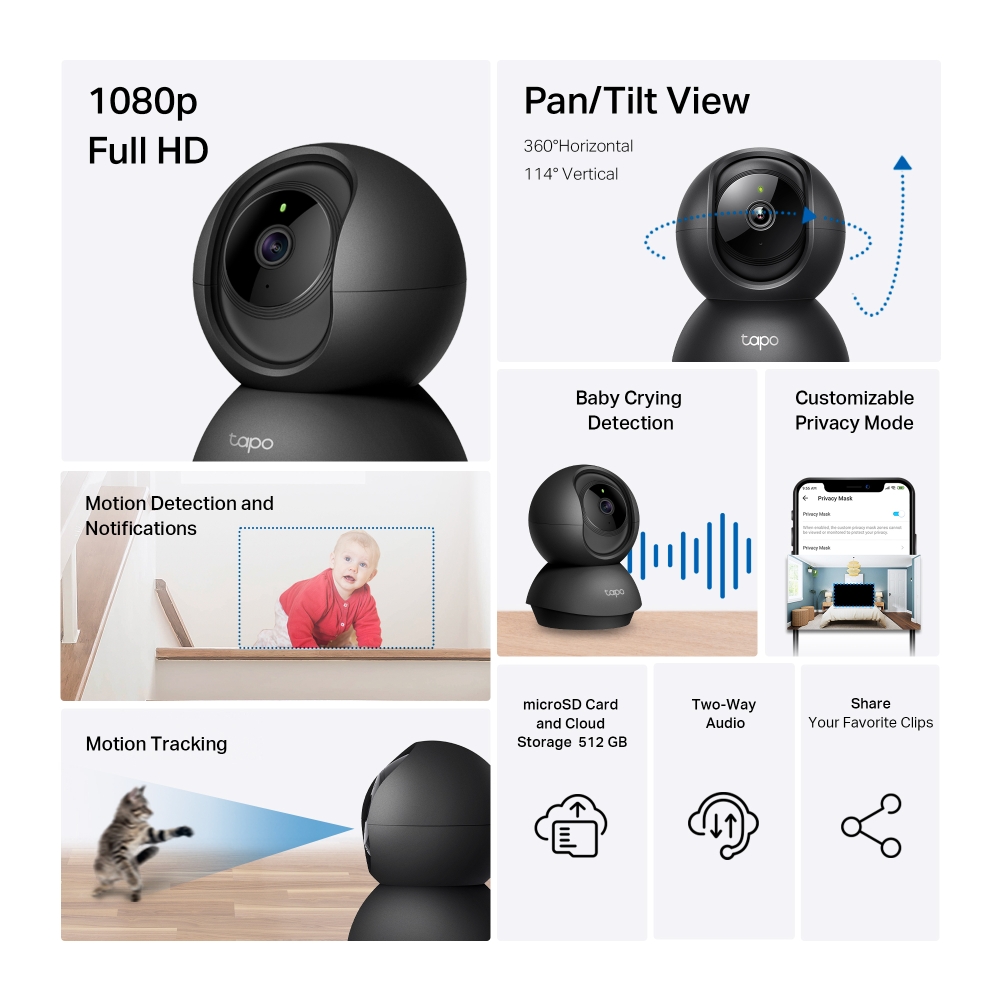 Cameră Supraveghere WiFi TP-Link Pan/Tilt 360° 1080p - imagine 2