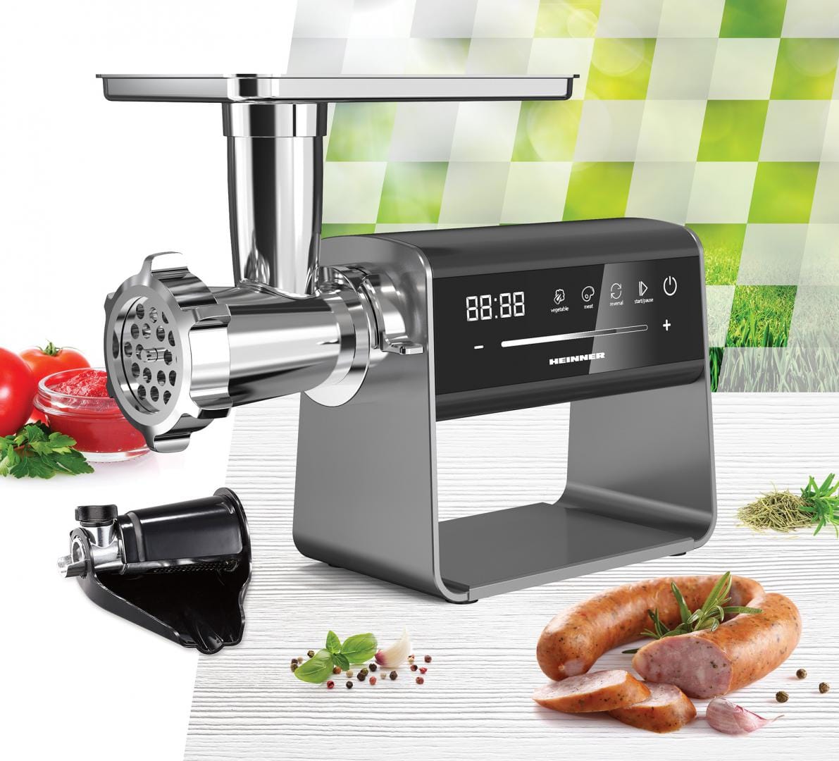 Mașină Tocat Heinner 2500W - Motor DC, Inox, Accesorii Complete - imagine 5