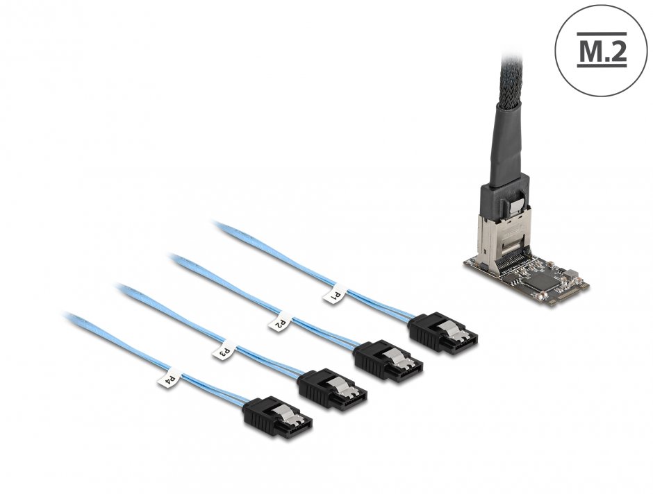 Adapator M.2 la 4x SATA Delock, JMicron