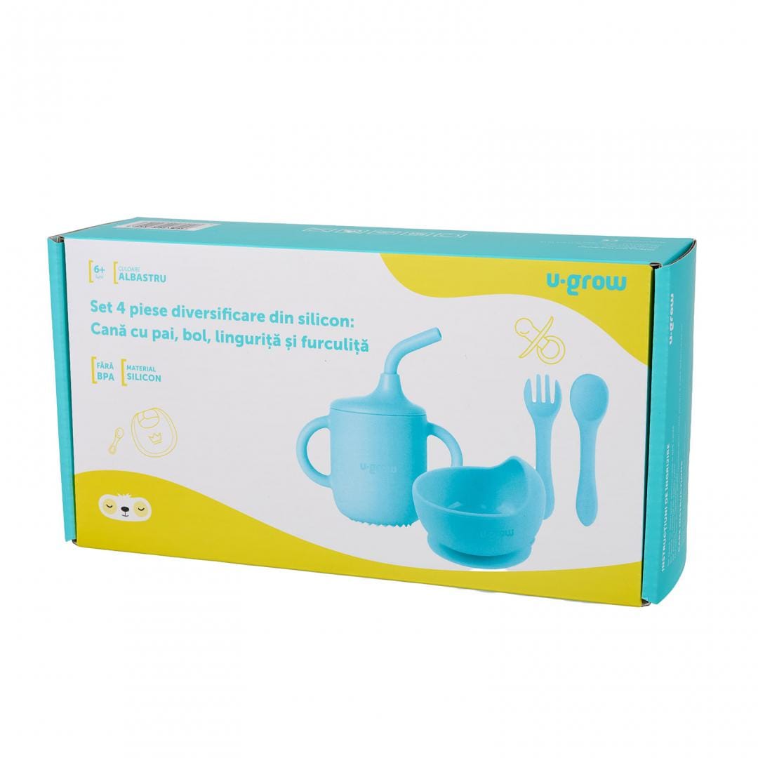 Set Diversificare Silicon 4 Piese U-Grow Albastru | Bebe 6+ Luni - imagine 5