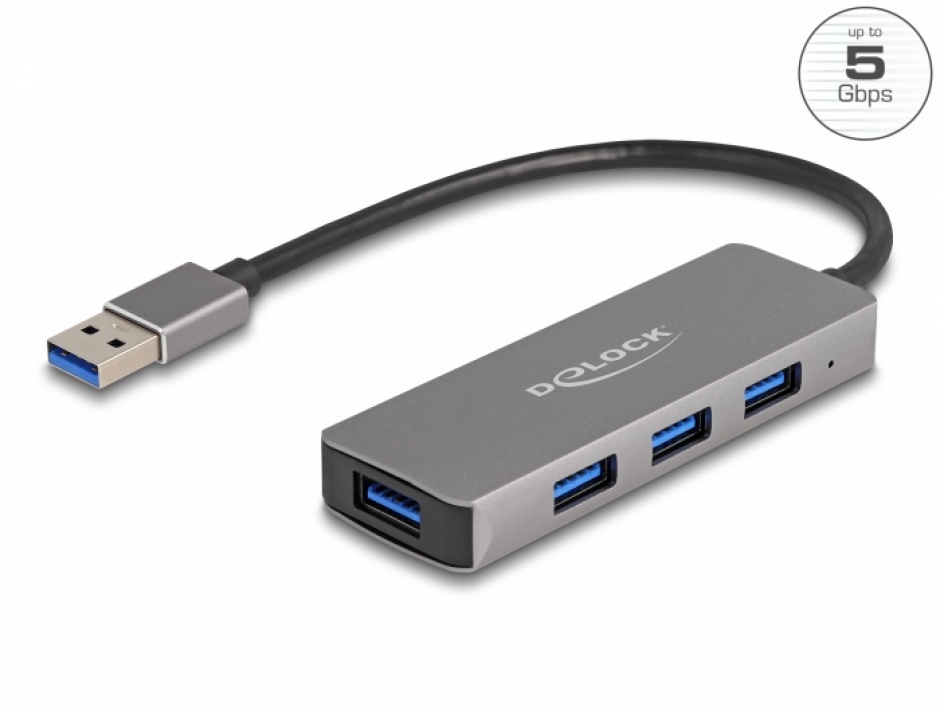Hub USB 3.2 Delock 4xUSB-A, Metalic