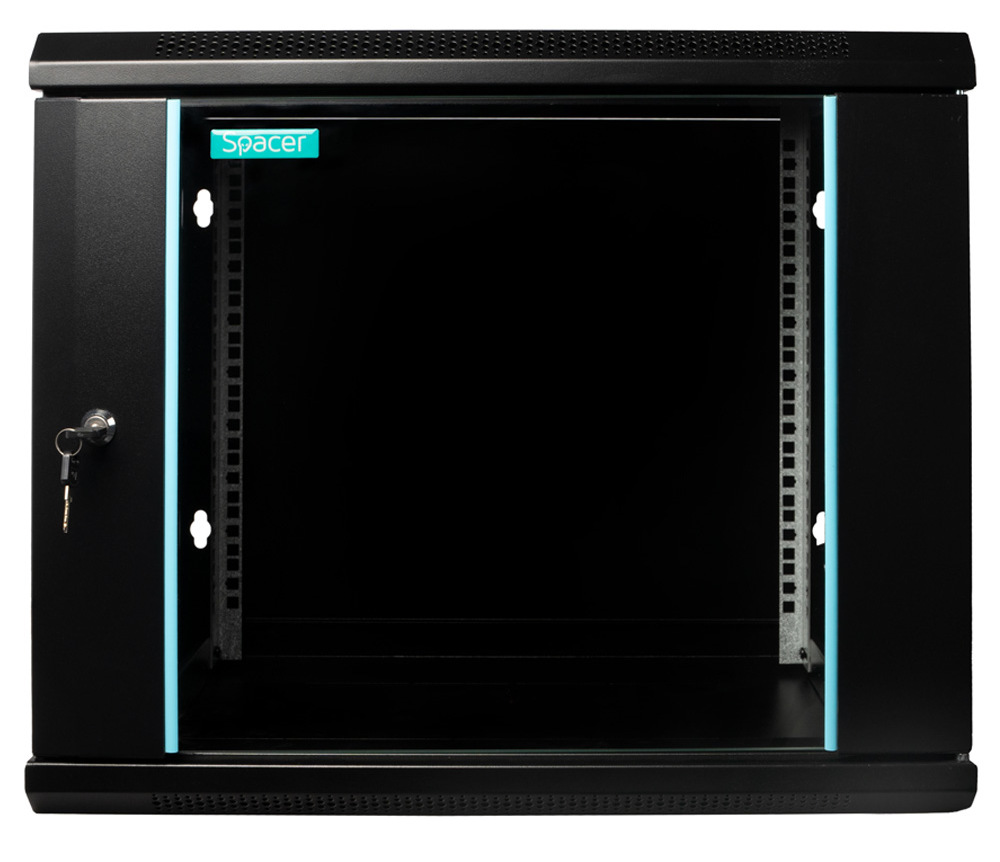 Rack perete 9U 19'' 600x450, negru, Spacer SPCW-9U-450-BK-03