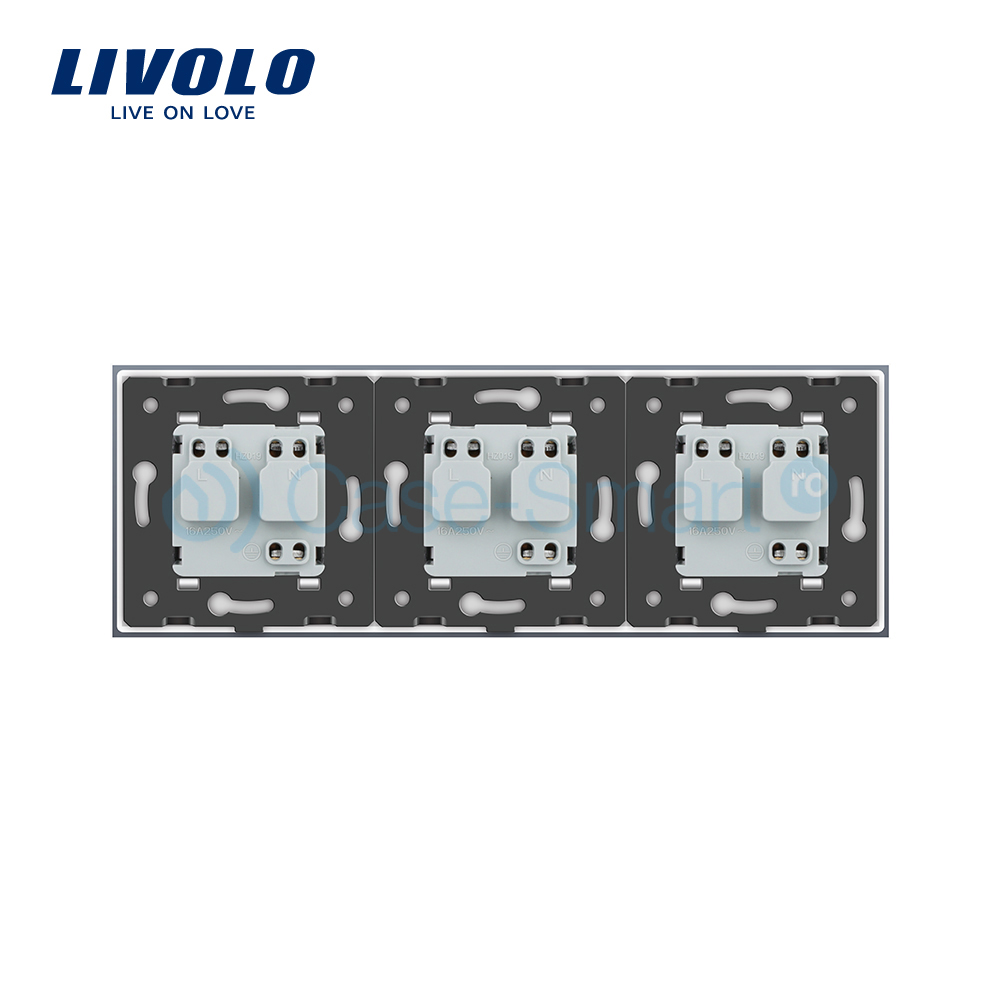 Priza Triplă Livolo cu Ramă Sticlă | Design Modern - imagine 3