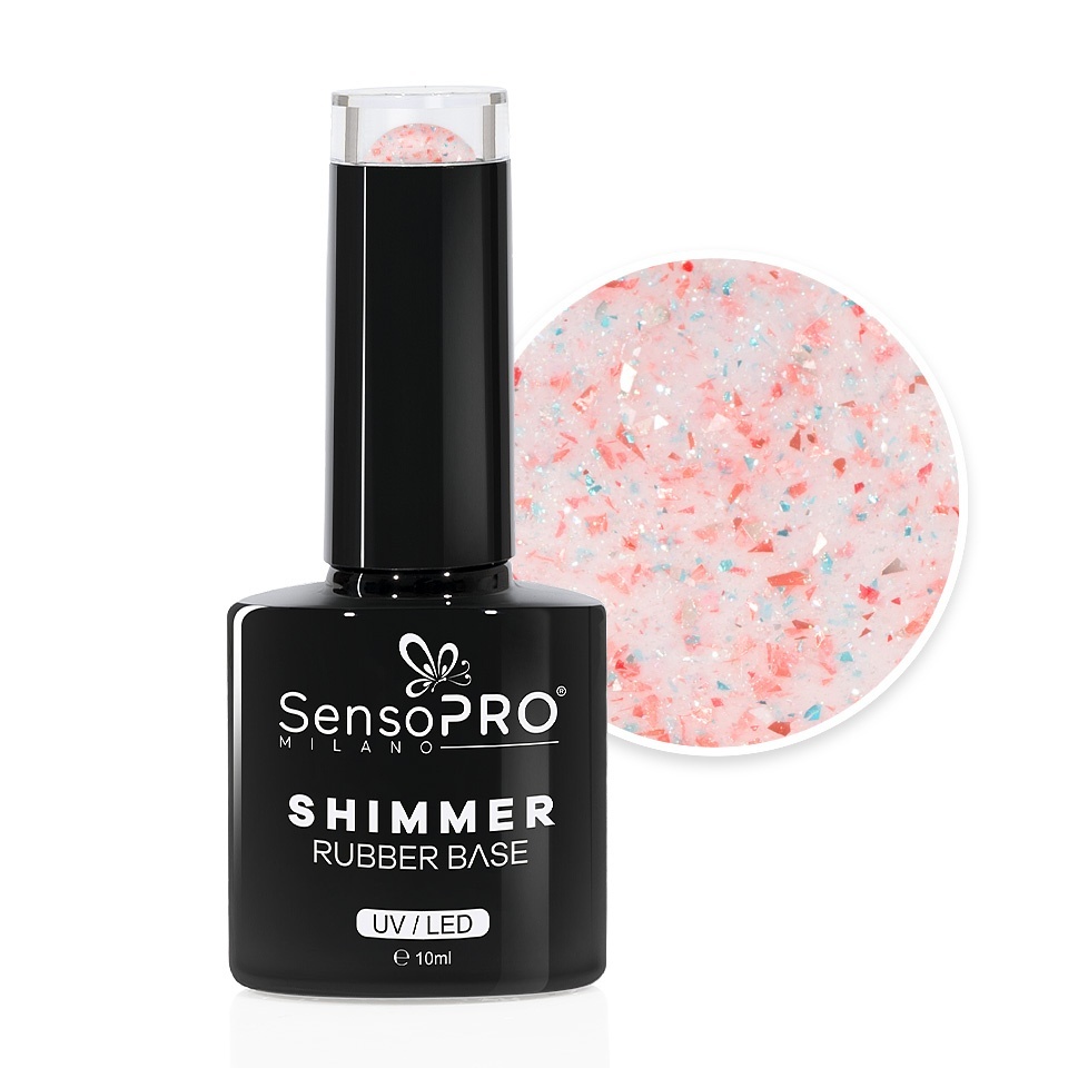 Shimmer Rubber Base SensoPRO Milano 10ml, bază flexibilă
