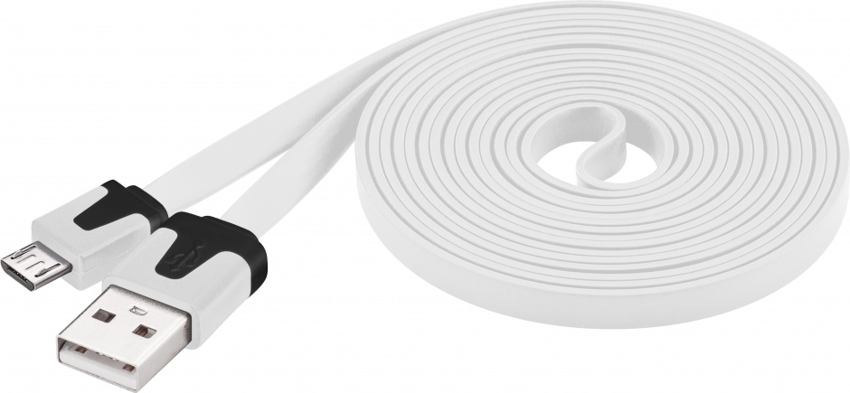 Cablu Micro USB Flat Alb 2m Goobay