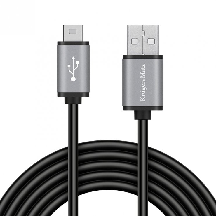 Cablu mini USB-B 2.0 la USB-A 1m Negru, KM1241