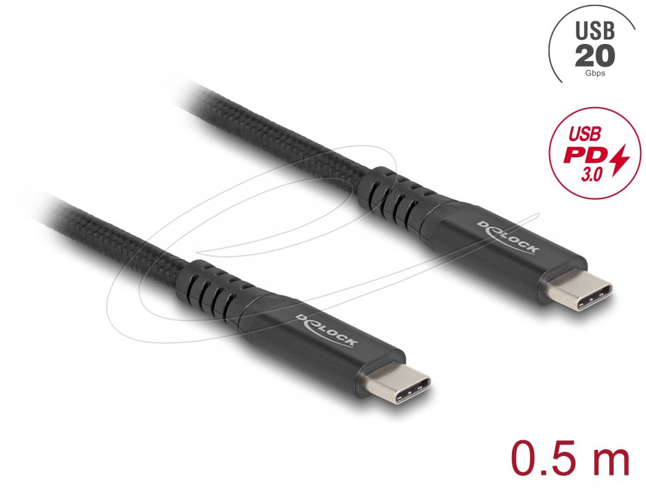Cablu USB4 Type-C 20Gb/100W 0.5m Delock 80023