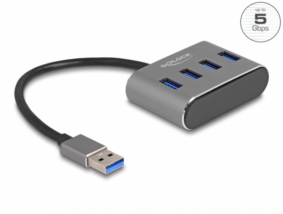 Hub USB Delock 3.2, 4 Porturi, Metalic