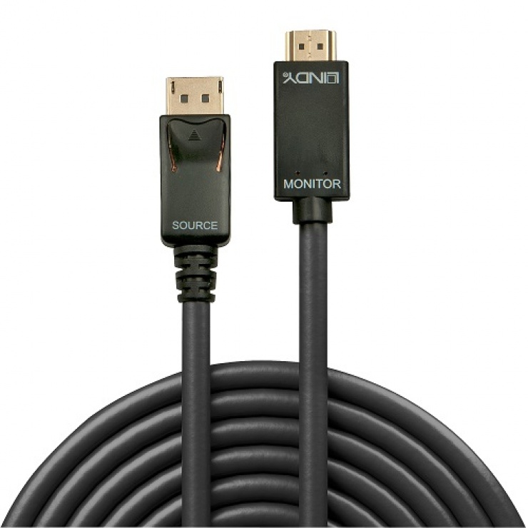 Cablu DisplayPort la HDMI 4K Lindy, 0.5m