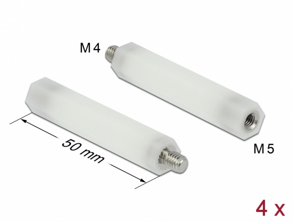 Set 4 distantiere Delock M5xM4, 50mm, PCB